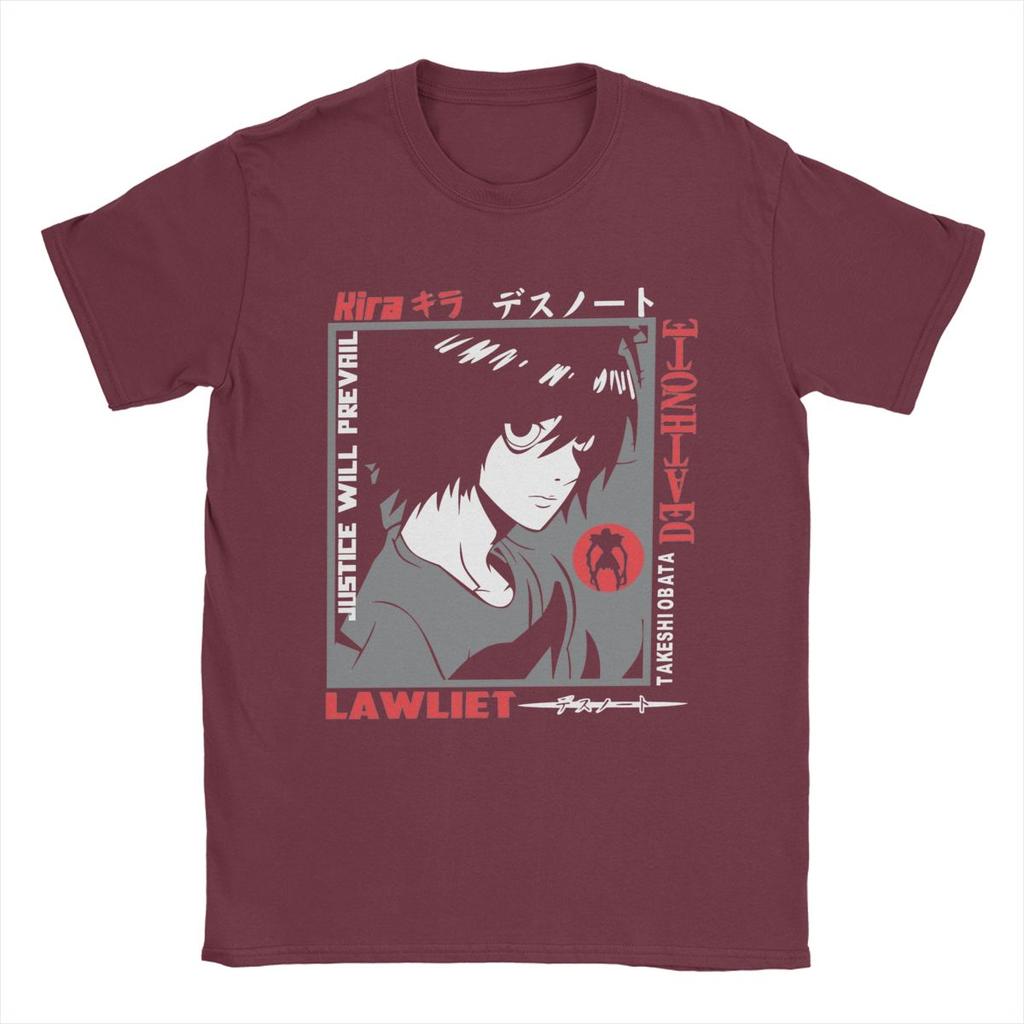 Men's T-Shirt Deaths Notes L Lawliet Vintage Cotton Tee Shirt Short Sleeve T Shirt Round Neck Clothing New Arrival