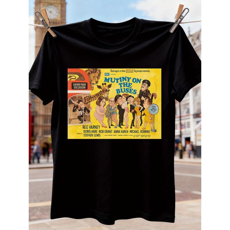 Official Licensed Mutiny on The Buses TV Show T-Shirt - Vintage British Comedy Graphic Tee with Stan Blakey, Jack And Olive - Crewneck Shirt for Fans