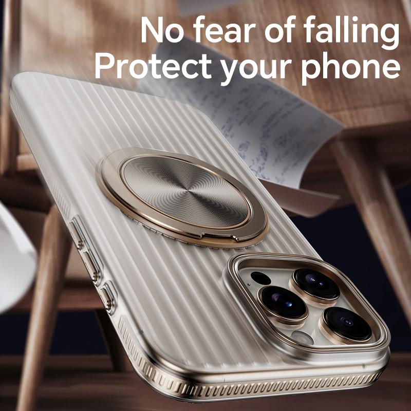 Гофрированный прозрачный матовый магнитный чехол-подставка для iPhone 16 15 Pro Max 14 13 12 11 для беспроводной зарядки Magsafe, ударопрочный тонкий жесткий чехол-бампер из ПК