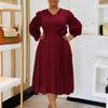 Модное однотонное платье А-силуэта с высокой талией, элегантное платье женское большого размера, весна