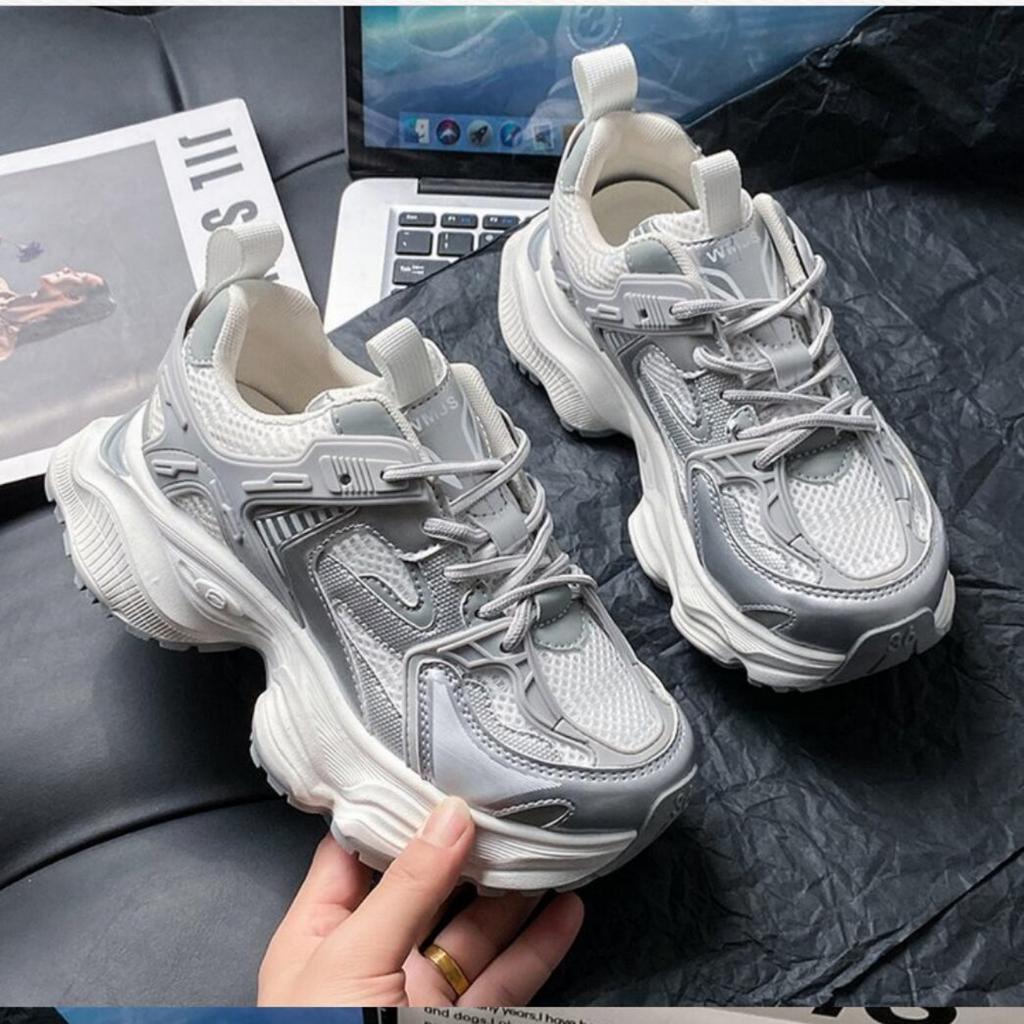 Мода 2024 года, трендовые массивные кроссовки для женщин на платформе 5 см, кроссовки для бега, корейские уличные белые повседневные кроссовки для женщин, массивные кроссовки для женщин