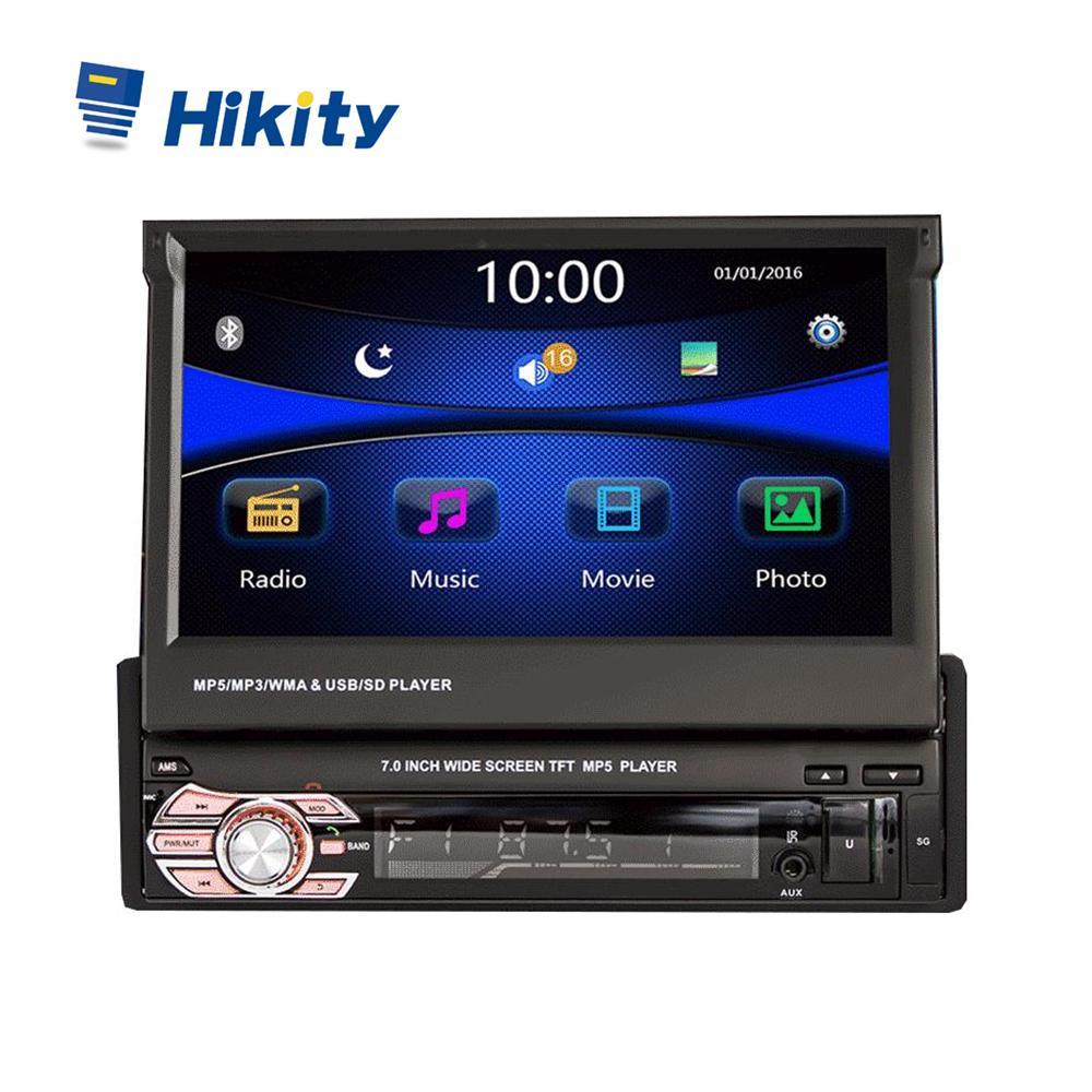 Hikity 1 din 7 "Авто Телескопический Автомобильный Радио Авторадио Автомобильный плеер Поддержка GPS BT Громкая связь FM USB SD Камера заднего вида DVR Управление на рулевом колесе