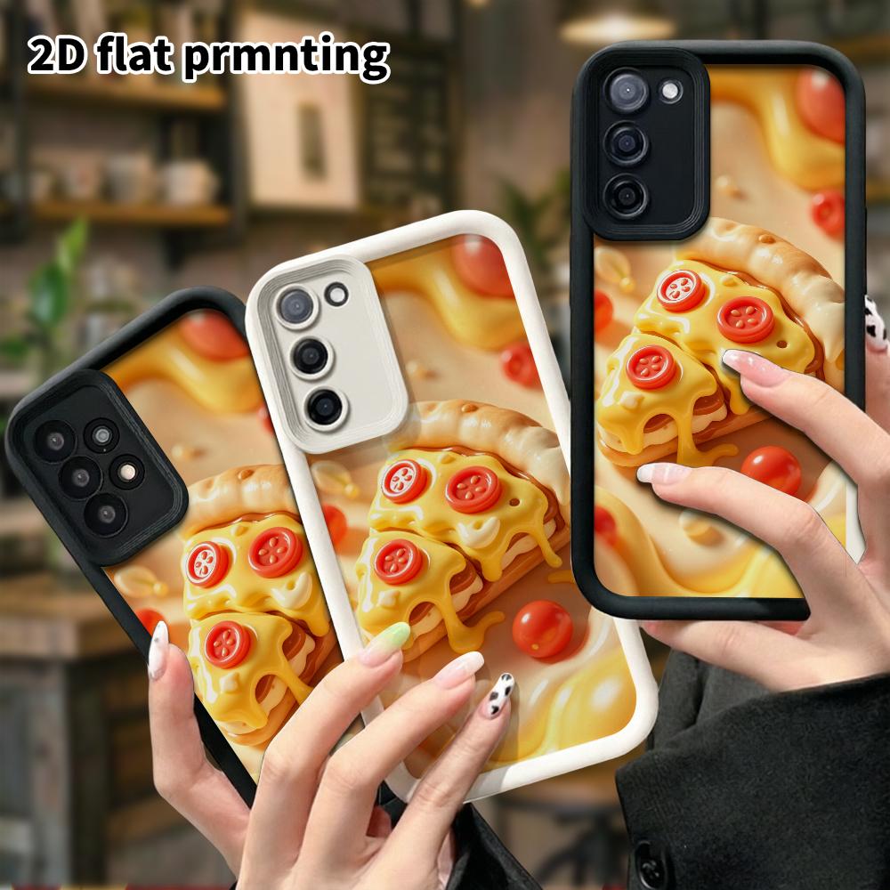 Phone Case: 2D flat design suitable for Samsung Galaxy A34 A35 M05 M06 S20 S22 S21 FE Plus 5G protective case, cheese pizza slice, perfect Christmas a