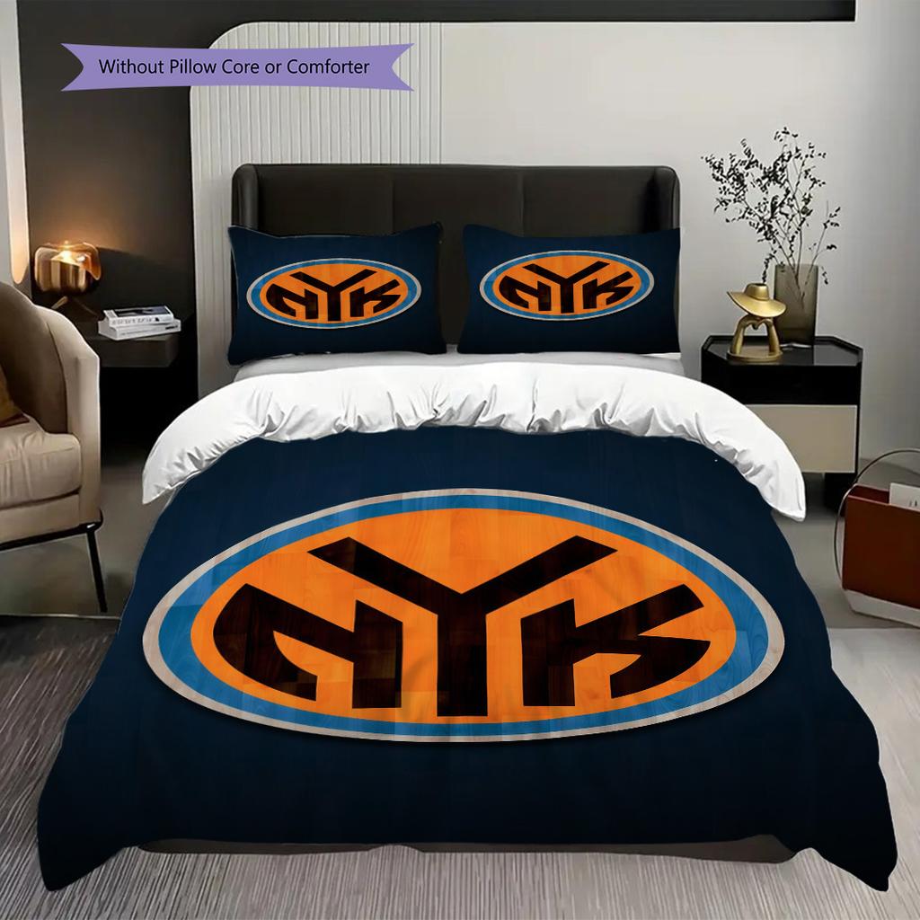 New York Knicks Logo Three-piece set(1 * duvet cover + 2 * pillowcase, without core)Christmas birthday gift Bedding set Soft and comfortable