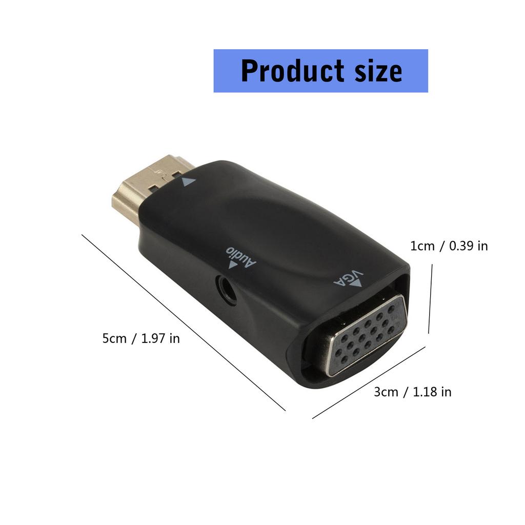 Адаптер HDMI-VGA 1080P Активный преобразователь HDMI-VGA для ноутбука с аудиокабелем 3,5 мм Позолоченные разъемы
