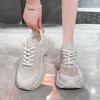 Fashion Luxury Women's Rhinestone Shoes Summer Fashion Hollow Mesh Designer Height Increasing Women's Shoes Thick-soled Casual Sports