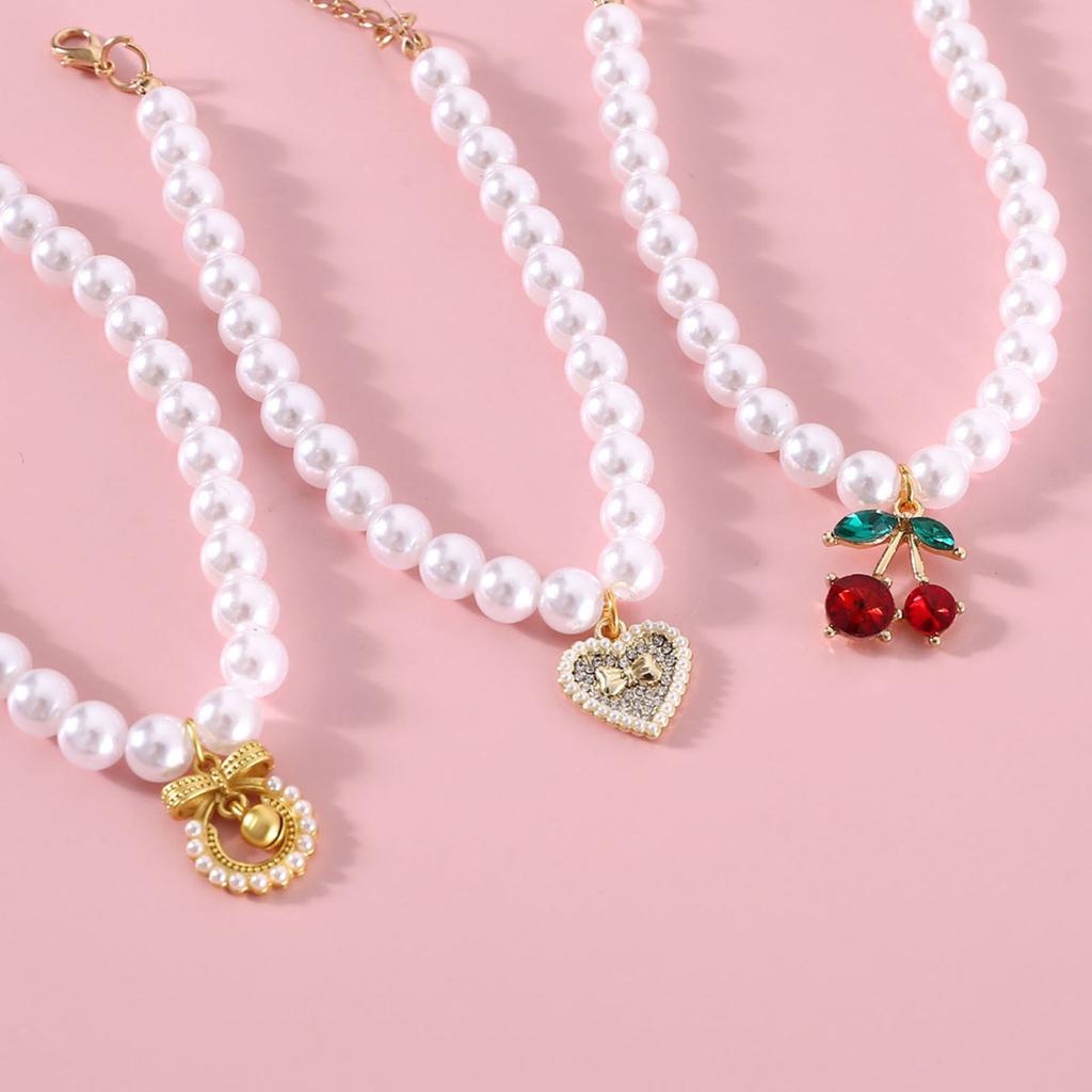 Привлекательный изысканный кулон с вишней для кошек и собак, ошейник с искусственным жемчугом, товары для домашних животных