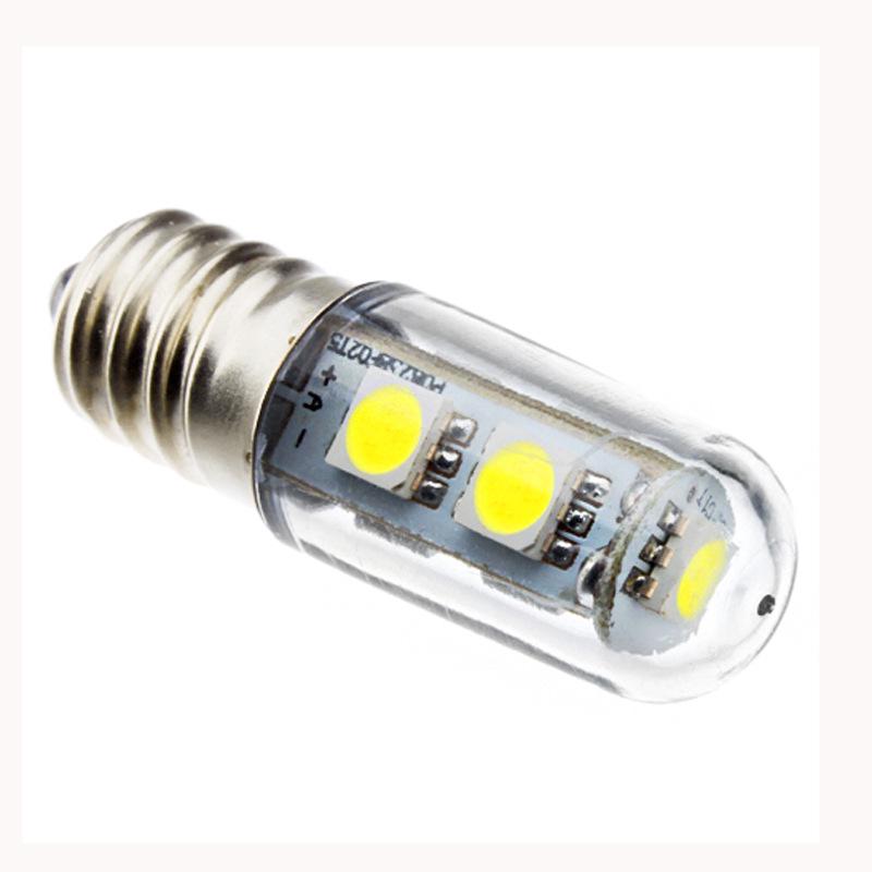 E14 Светодиодная энергосберегающая лампа для холодильника, 220 В, 1 Вт, 7 светодиодов SMD, прозрачный плафон, T15, для вытяжек и мини-ламп.