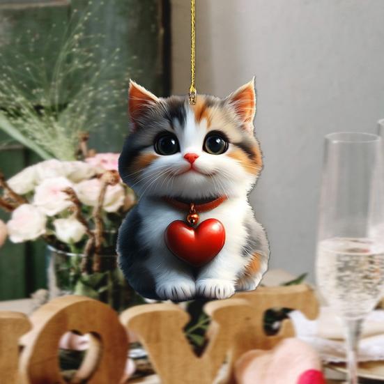 Милые подвески в виде кошки, собаки и розы, 2D акриловый брелок, новинка, шарм на тему питомцев для зеркала автомобиля, сумки, дома, праздничное украшение