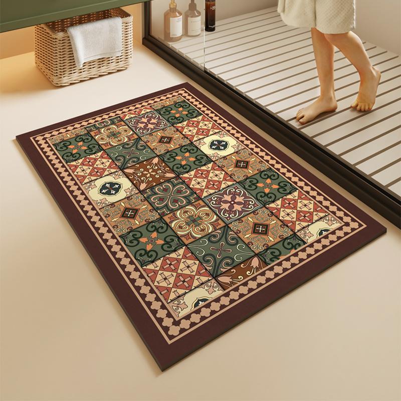 Diotomite Bathroom Bath Mat Super Absorbent Foot Mats Non-Slip Quick Dry Shower Carpet Toilet Rug Doormat Washable