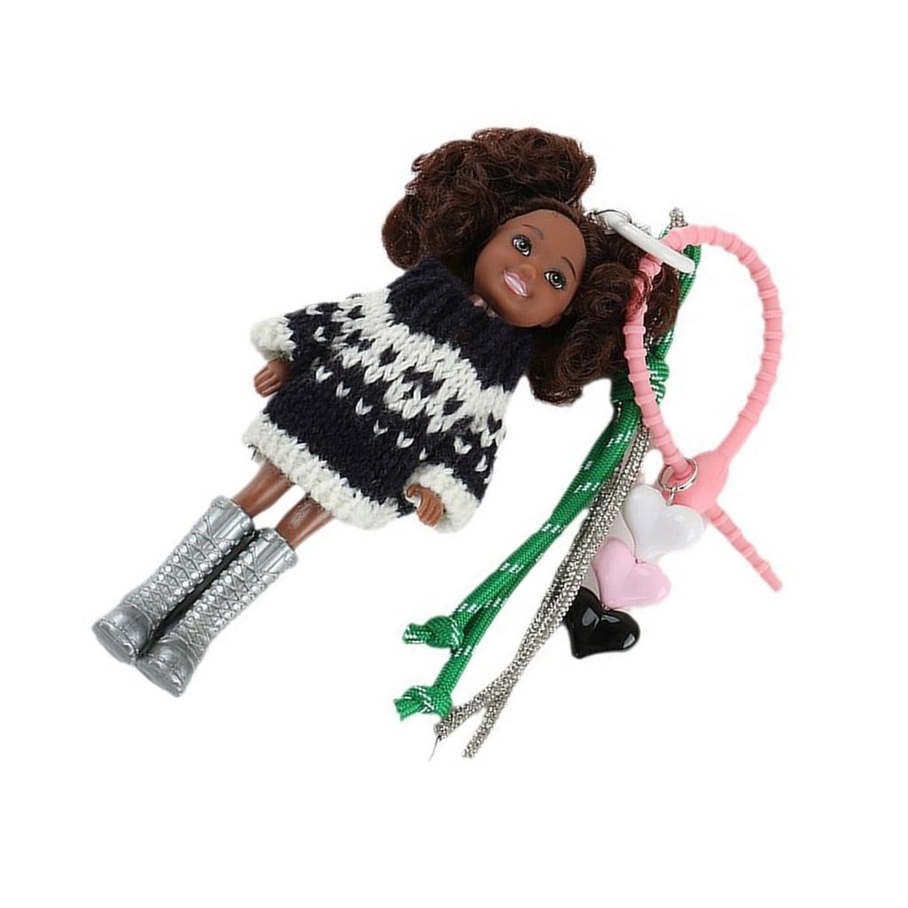 Милый вязаный брелок-шарм для куклы Барби, мягкий, ручной работы, из ткани, брелок для ключей, пластиковая текстура, подвеска для сумки для женщины и девушки