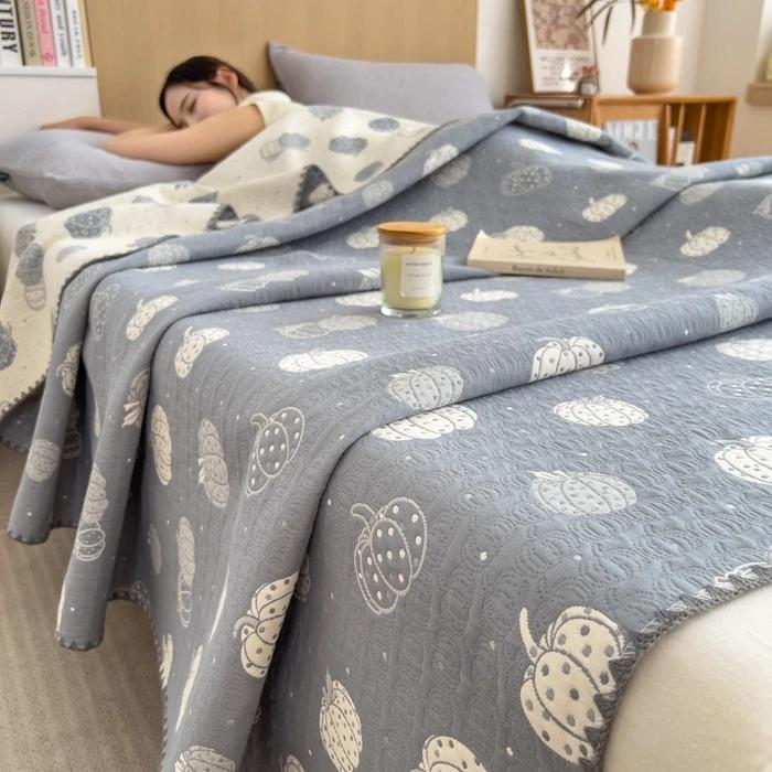 Горячая Распродажа хлопковый жаккардовый трехслойный пряжный шерстяной полотенце-одеяло из чистого хлопка одеяло для обеденного перерыва покрывало для дивана одеяло-шаль