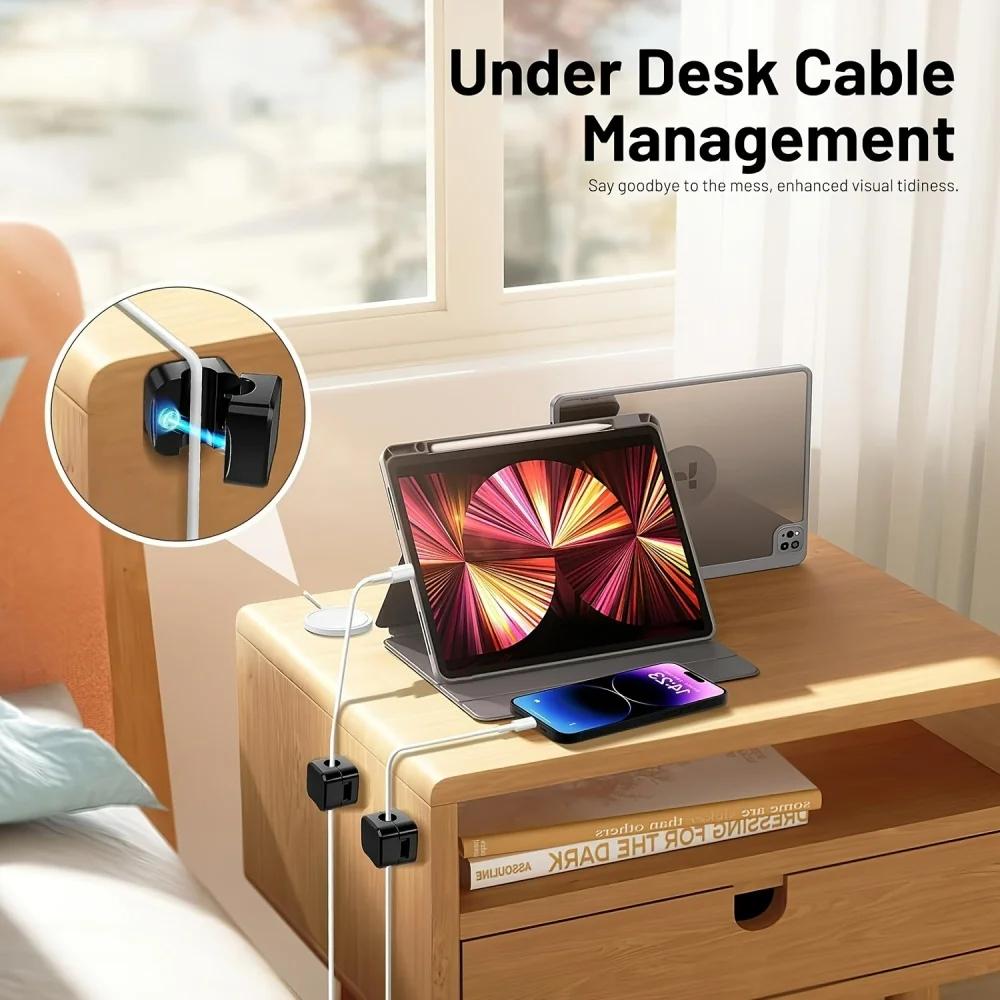 1/3/6PCS Magnetic Cable Clip Magnetic Cable Winder Cord Organizer Adjustable Cord Holder Under Desk Cable Management Holder
