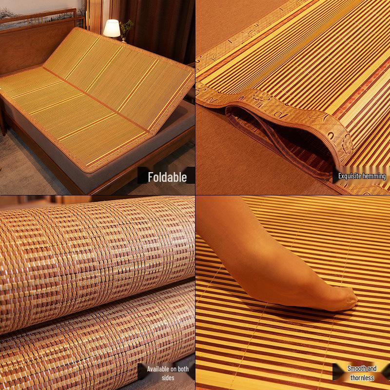 Bamboo Zi Mei Double-Sided Foldable Ice Silk Summer Mat for Dorms - Suitable for Winter and Summer Use with Free Shipping