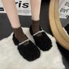 Fashion 2024 New Winter Warm Plush Women's Outdoor Flat Shoes Plush Rhinestone Buckle Fashion Women's Shoes Luxury Designer Shoes