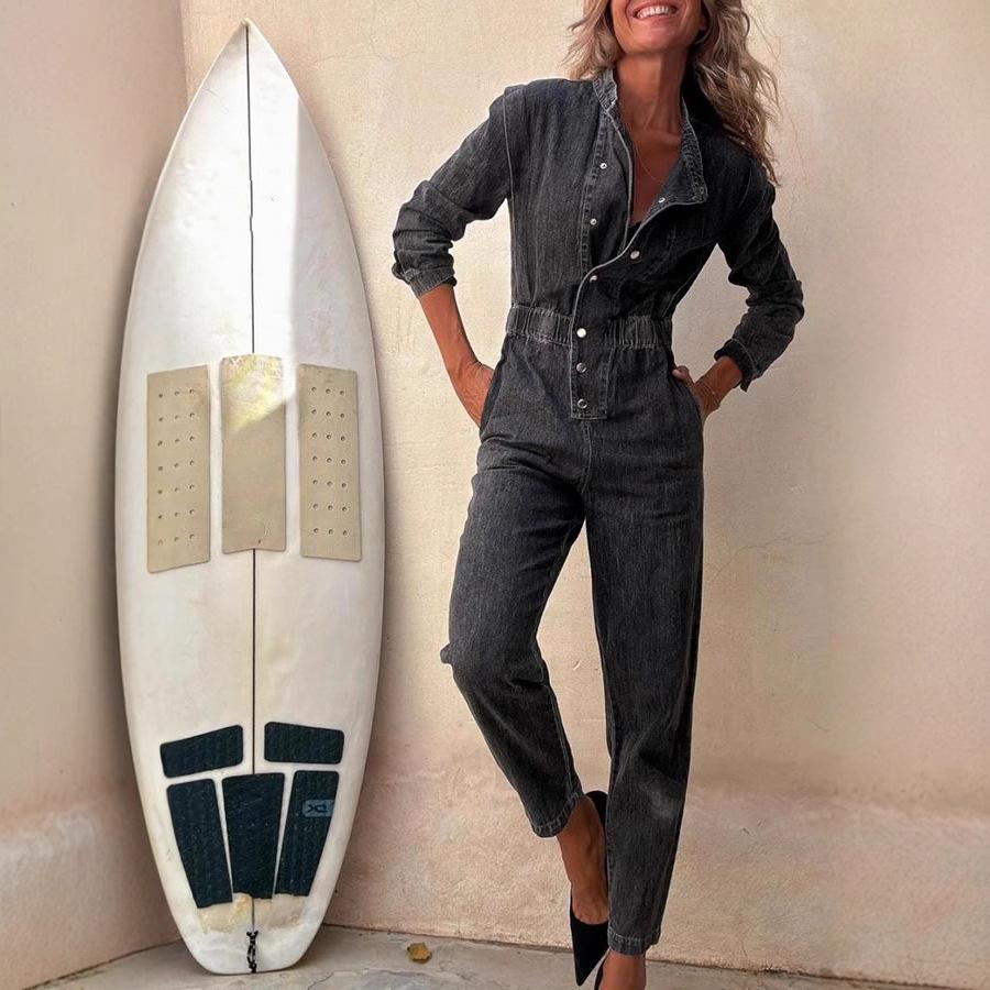 IHUASU Осенний персонализированный уличный комбинезон с карманами и выстиранным узким вырезом