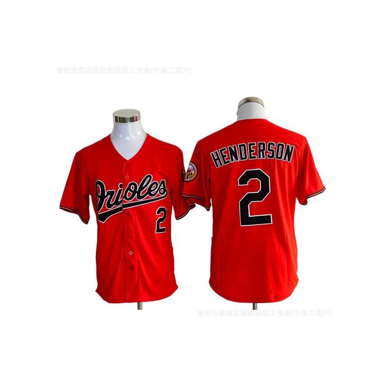 Baltimore Orioles 2 Henderson Baseball Jersey Unisex Fan Edition Cotton Blend Performance Tee Sports Training Casual Wear
