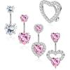 5 шт. розовое сердечко для пупка, сердечко, хирургическая сталь, кольца для пупка, висячие украшения для пирсинга живота с блестящими фианитами