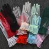 Korean-Style Women's Wedding Gloves: Sheer Mesh, Short, Opera Ball, Black, White, Red, Pink - Perfect for Halloween or Special Occasions.
