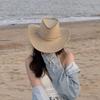 Linen Western Cowboy Hat Wide Brim Beach Sunscreen Cap Elegant Summer Sun Hat  Jazz Cowgirl