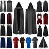 2025 Gothic Medieval Retro Cloak with Double-Layer Hood and Fur Collar
