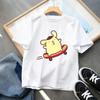 Детская футболка с коротким рукавом Sanrio Мультяшный принт Pompompurin Хлопковые топы для мальчиков и девочек Летние повседневные футболки Милые детские подарки на день рождения