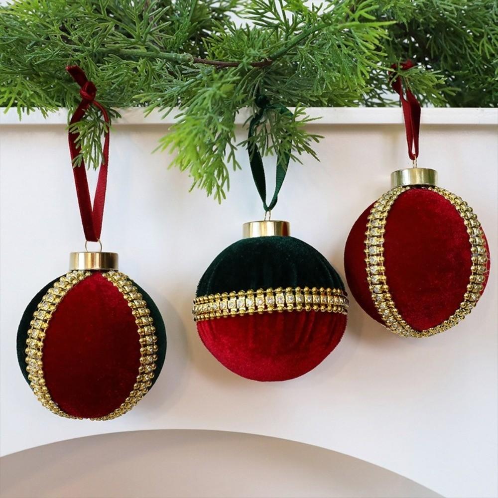 Plastic Christmas Tree Ornaments Flocked Velvet Christmas Decorative Ball Xmas Holiday Decoration