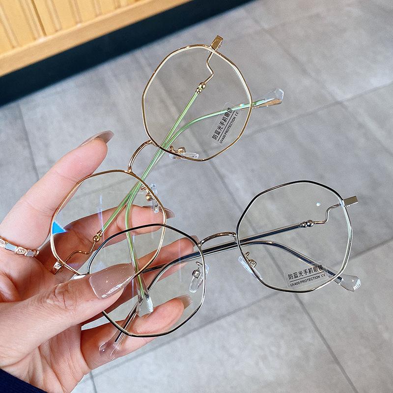 New Stylish Women'S Glasses Frame Polygon Shape Anti Blue Light Eyeglass Frames Creative Design Computer Glass