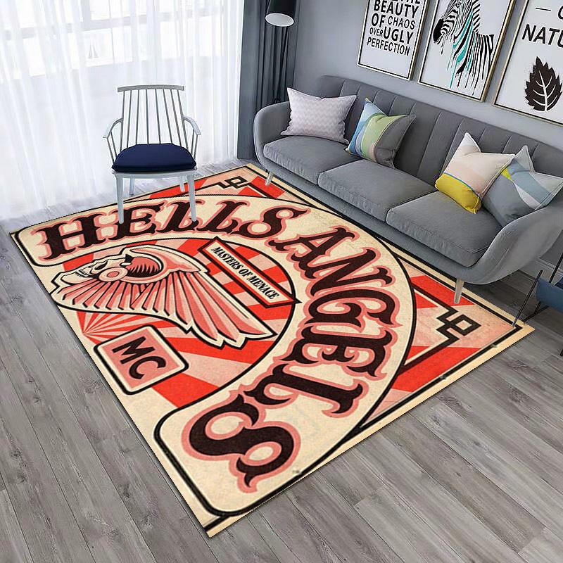 Gang Motorcycle enthusiasts Hells Angels Motorcycle Club carpet is suitable for living room and bedroom doormats office balcony decorative carpet V7