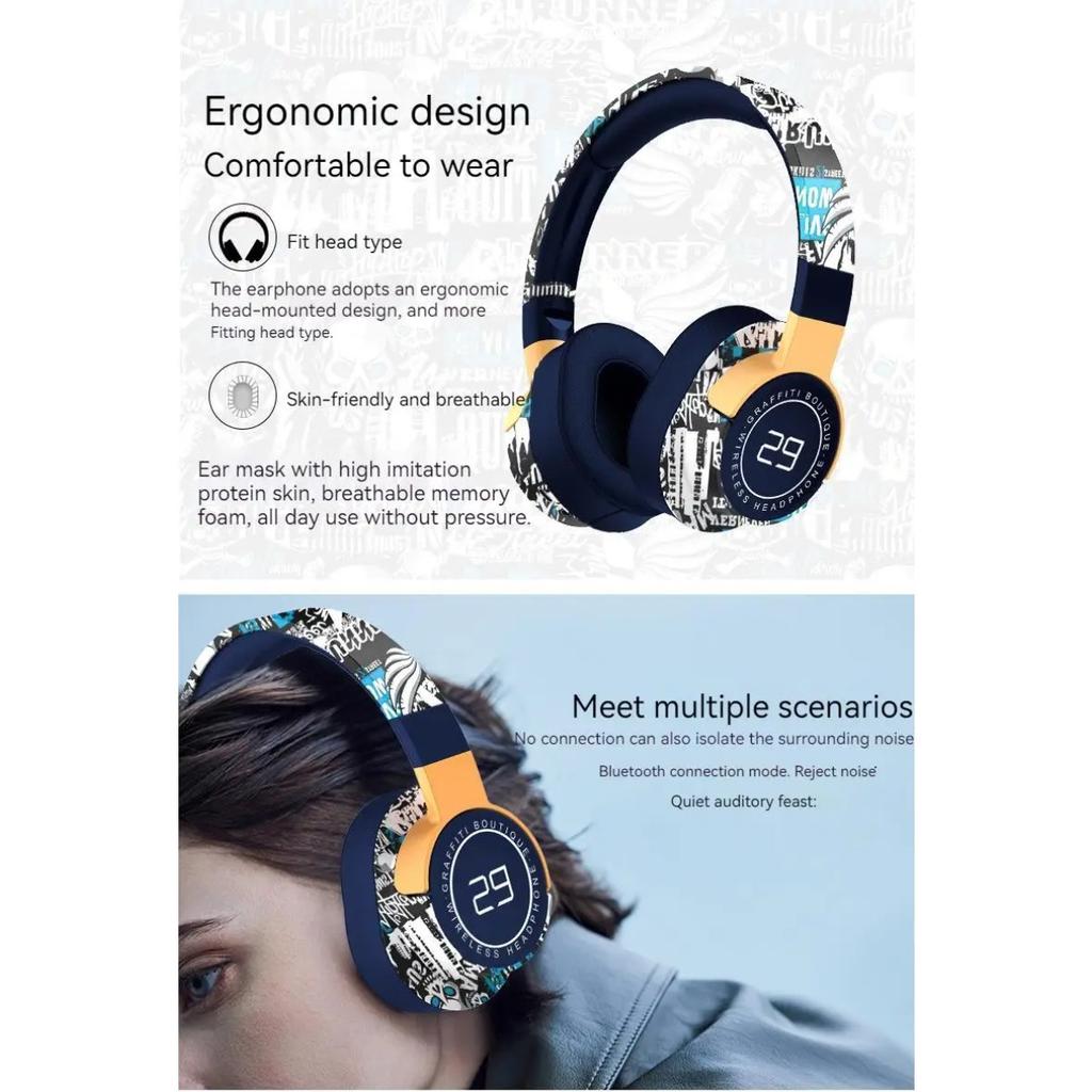 НОВЫЕ беспроводные наушники Graffiti Bluetooth 5.1 с глубокими басами и шумоподавлением, стереогарнитуры HiFi с микрофоном HD