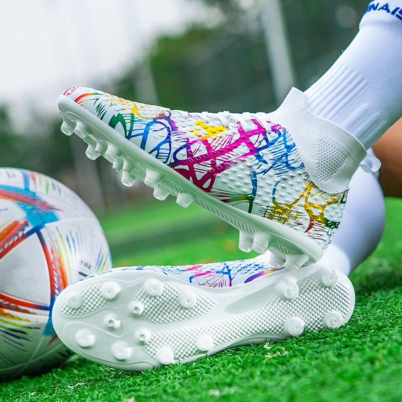 Unisex Football Boots Men's High -top Elastic Socks Mouth Leather Art Lawn Long Nail Football Shoes Children Big Size Football Boots