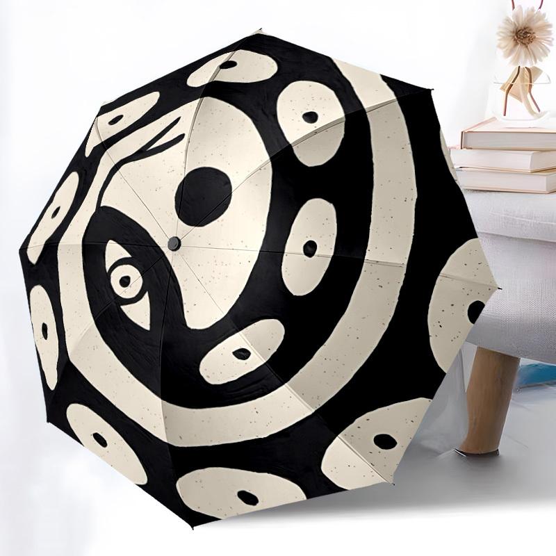 1pc Spiral Patterns Snake Automatic Open/close, Heavy-Duty Iron Frame & 8-Rib structure, Compact Folding Umbrella for Women/Men, All-Season Travel, Ha