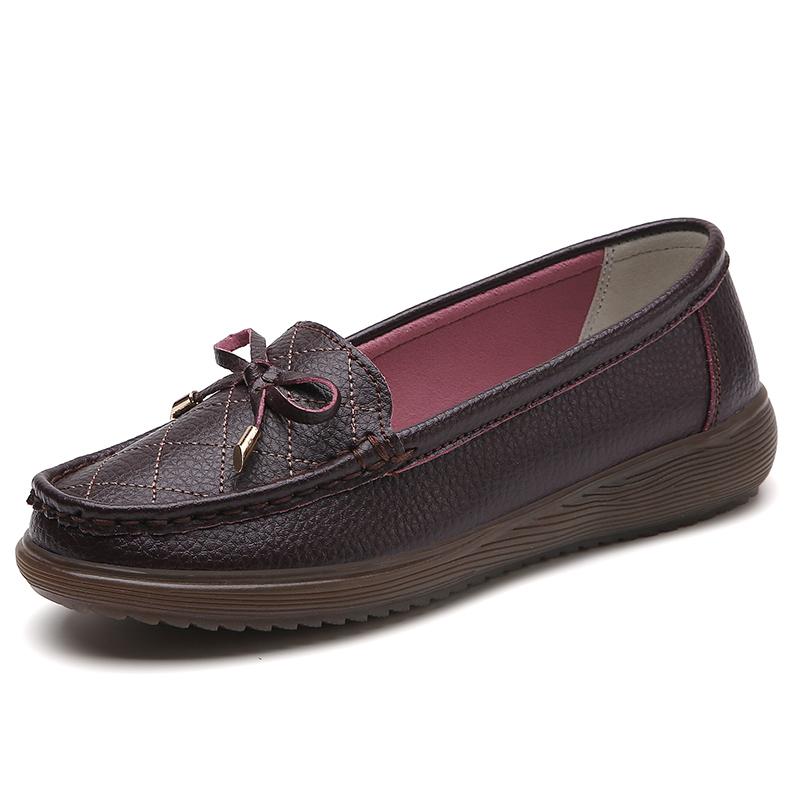 Fashion New Large Size Women's Flat Leather Shoes Hundred Head Layer Cowhide Leather Shoes Casual Comfortable Light Fashion Women Shoes