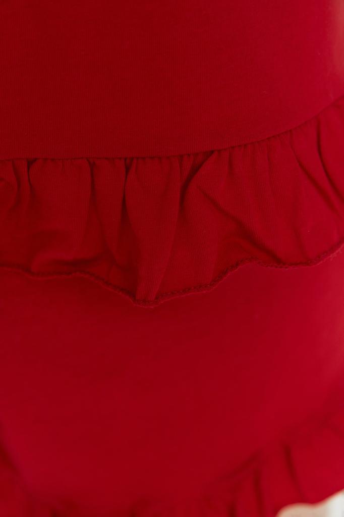 Женский трикотажный пижамный комплект больших размеров цвета фуксии с завязками