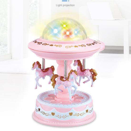 Музыкальная шкатулка в мультяшном стиле, карусель, легкая, с проекцией, музыкальная шкатулка, карусель, светящаяся, подарок для детей