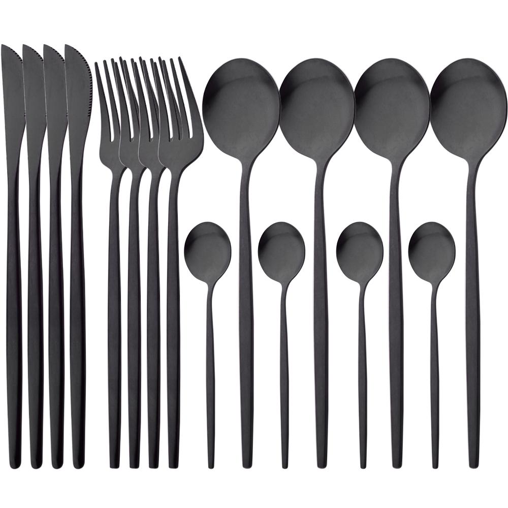 16 шт. матовый набор столовой посуды, серебряная посуда из нержавеющей стали, домашняя ложка, вилка, нож, столовое серебро, западные столовые приборы