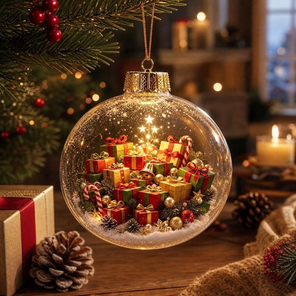 8cm Xmas Hanging Decoration Transparent Snowman Crystal Ball Xmas Hanging Decoration