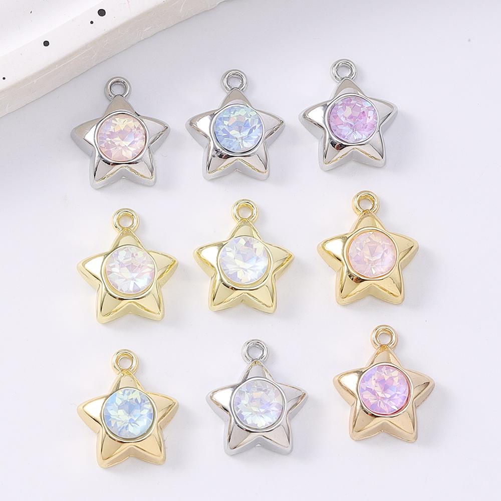 5pcs Cute Crystal CZ Love Heart Charms Pendants for Necklace Earrings Bracelet DIY Jewelry Making Accessories