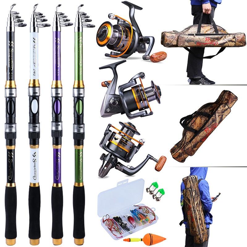 SOUGAYILANG Набор для рыбалки, портативная телескопическая удочка 1,8–3,3 м и 11BB, передаточное число 5,2:1, спиннинговая рыболовная катушка, сменная левая и правая рука