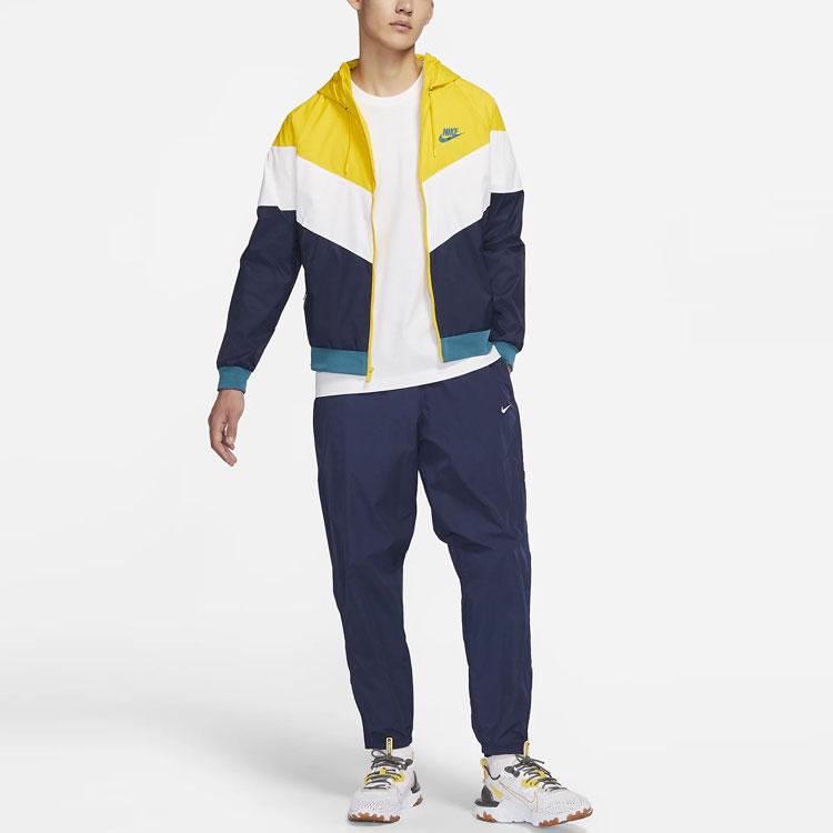 Nike Спортивная одежда Windrunner Повседневная куртка с капюшоном с цветными блоками Мужская верхняя одежда Speed-Yellow DC4113-714