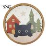 Creative Wall Layout Christmas Black Cat Decor, Layered Wooden Hanging Sign, Round 2D Home Decorations Flat Art Decoration for Living Room Bedroom And