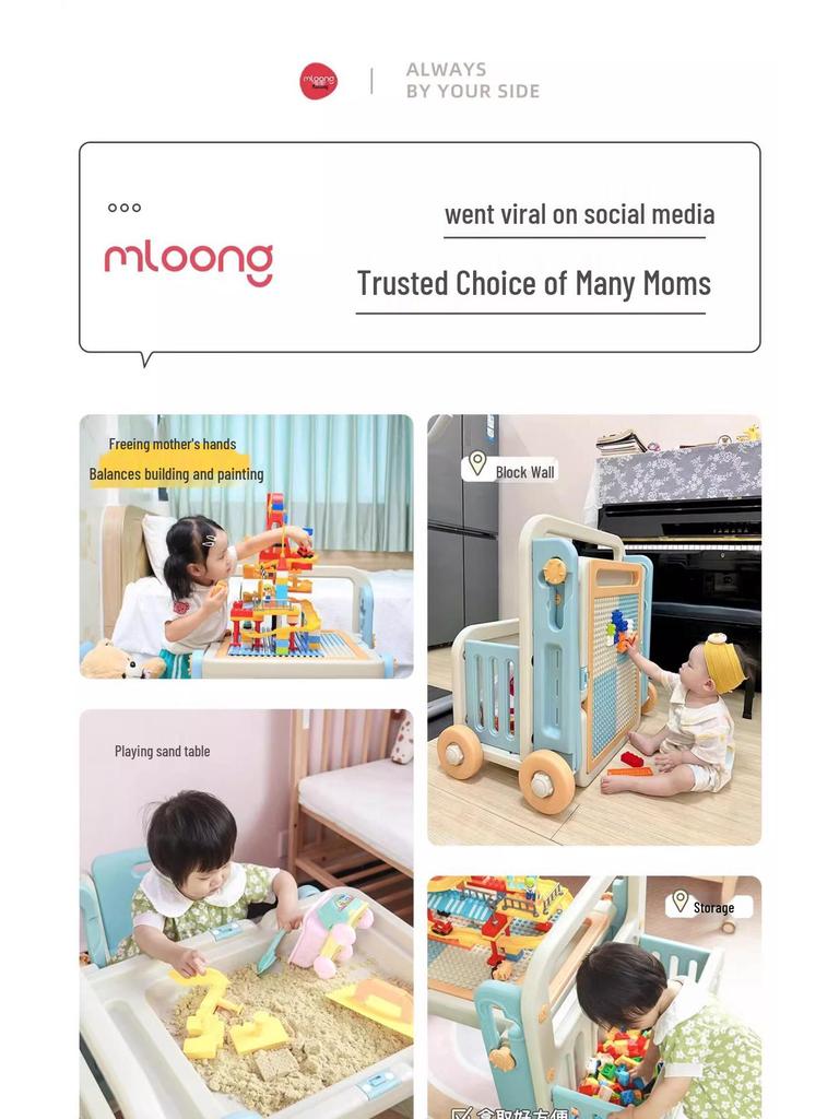 Manlong Convertible Building Block Table & Foldable Drawing Board - Educational Game Table for Boys & Girls, Ideal First Birthday Gift