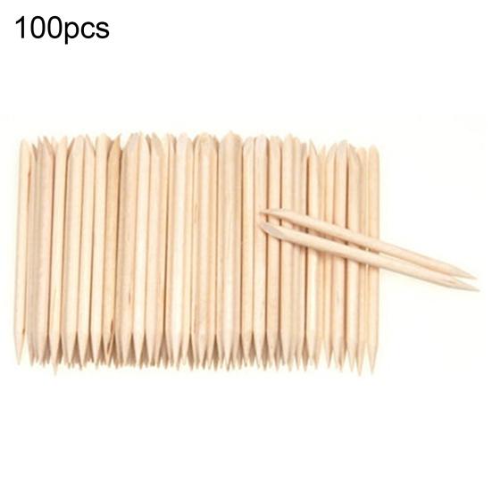 100 Pcs Nail Art Wood Stick Cuticle Pusher Remover Pedicure Useful Manicure Tool