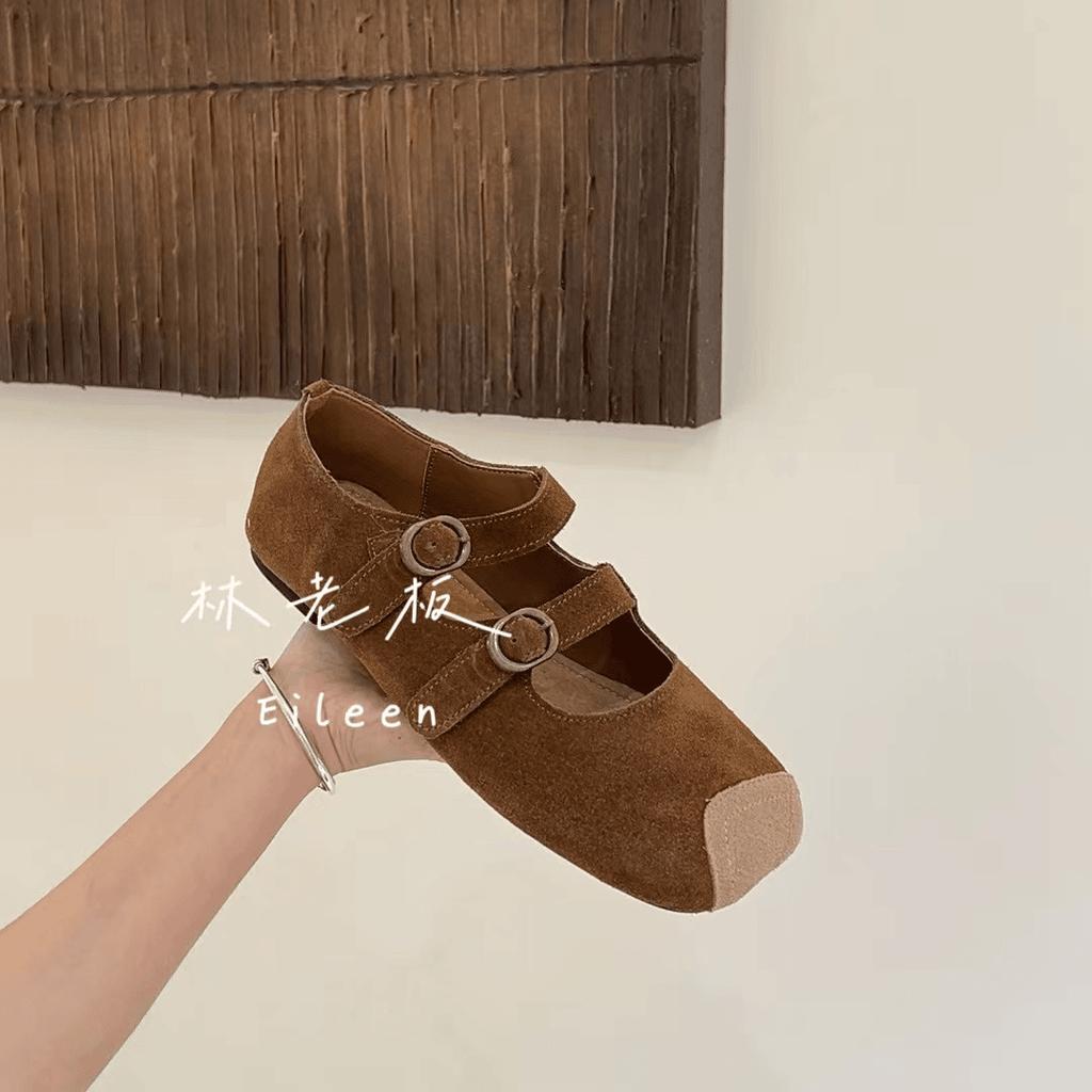 2024 Fashion Women's Dress Shoes Casual Mary Jane Light Ballet Flats Close Rounded Toe Buckle Pumps Walking Loafers