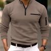 Весенняя мода на молнии с дизайном поло 2025 повседневные однотонные футболки с круглым вырезом пуловеры модная мужская одежда с длинным рукавом