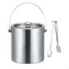 Ice Bucket Double Walled Cube Container Tub with Lid and Tongs for Dining Room