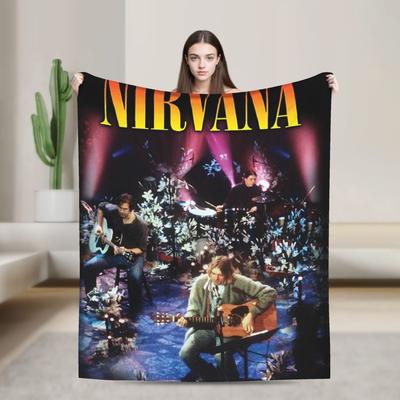 Повязка на лицо Nirvana Теплое одеяло Плюшевое одеяло для путешествий в самолете Забавный фланелевый покрывало для гостиной Покрывало для дивана-кровати