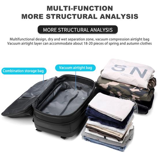 Вакуумный рюкзак для путешествий, 60 л, большая вместимость, водонепроницаемая ткань Оксфорд, с разделением на влажную и сухую погоду, для езды на велосипеде на открытом воздухе, рюкзак для делового самолета