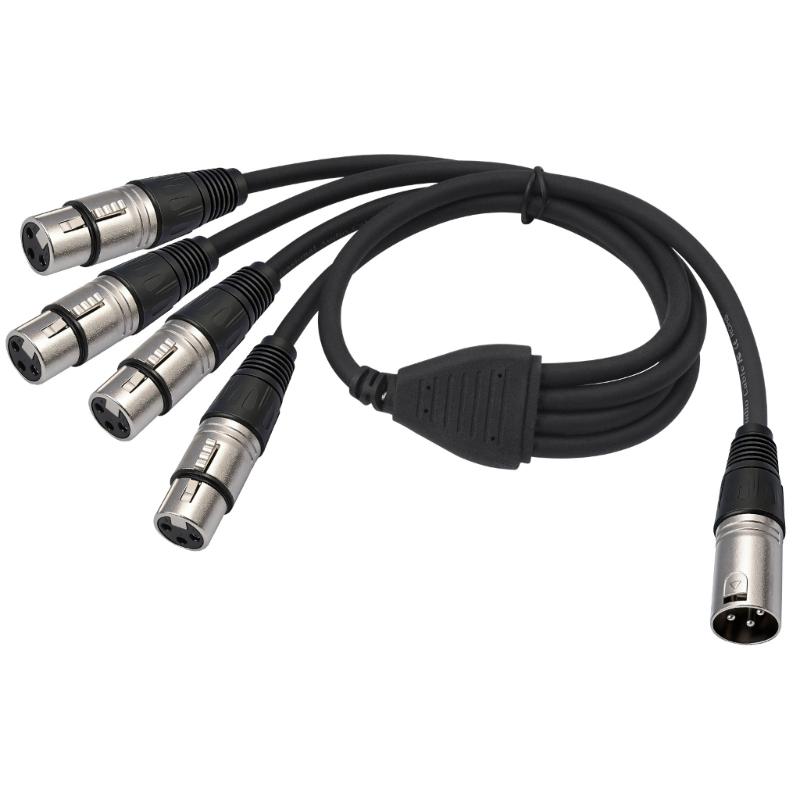 Профессиональный Y-образный разветвитель XLR 3-контактный, 0,6 м, для подключения 4 устройств, Y-кабель-разветвитель XLR для записи и живых выступлений