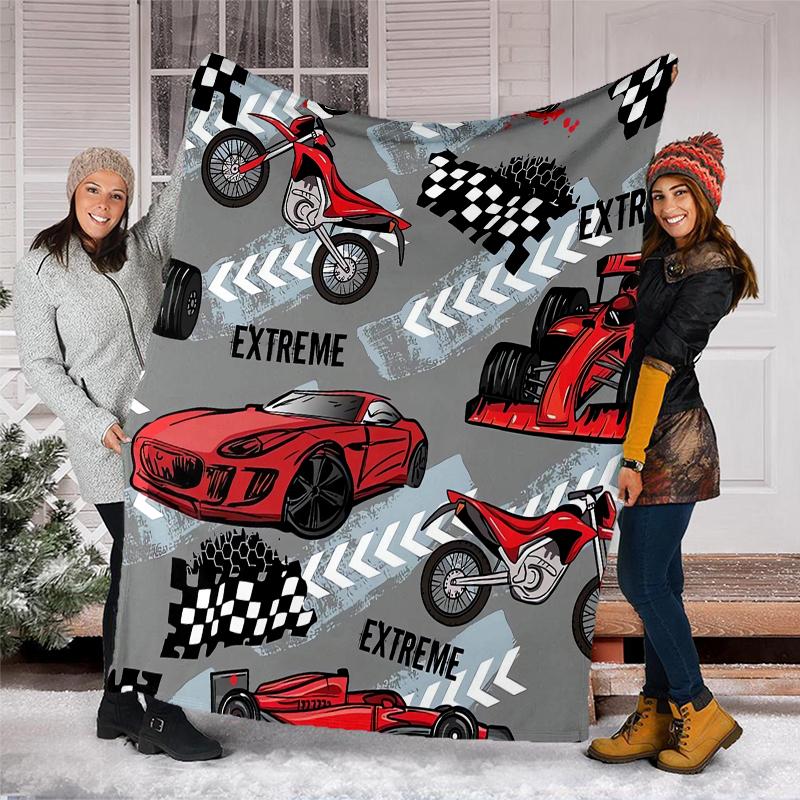Racing Theme Printed Blanket - Perfect for Couch, Bed, Travel & Outdoor Use | Machine Washable, Cozy & Durable.